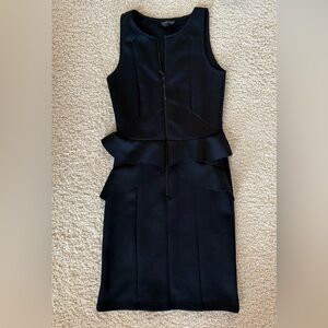 Topshop Black Midi Dress with Peplum Detail